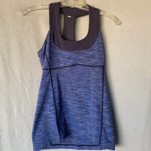 Lululemon Blue Space Dye Racerback Athletic Tank Top with Built-In Bra | Size 6